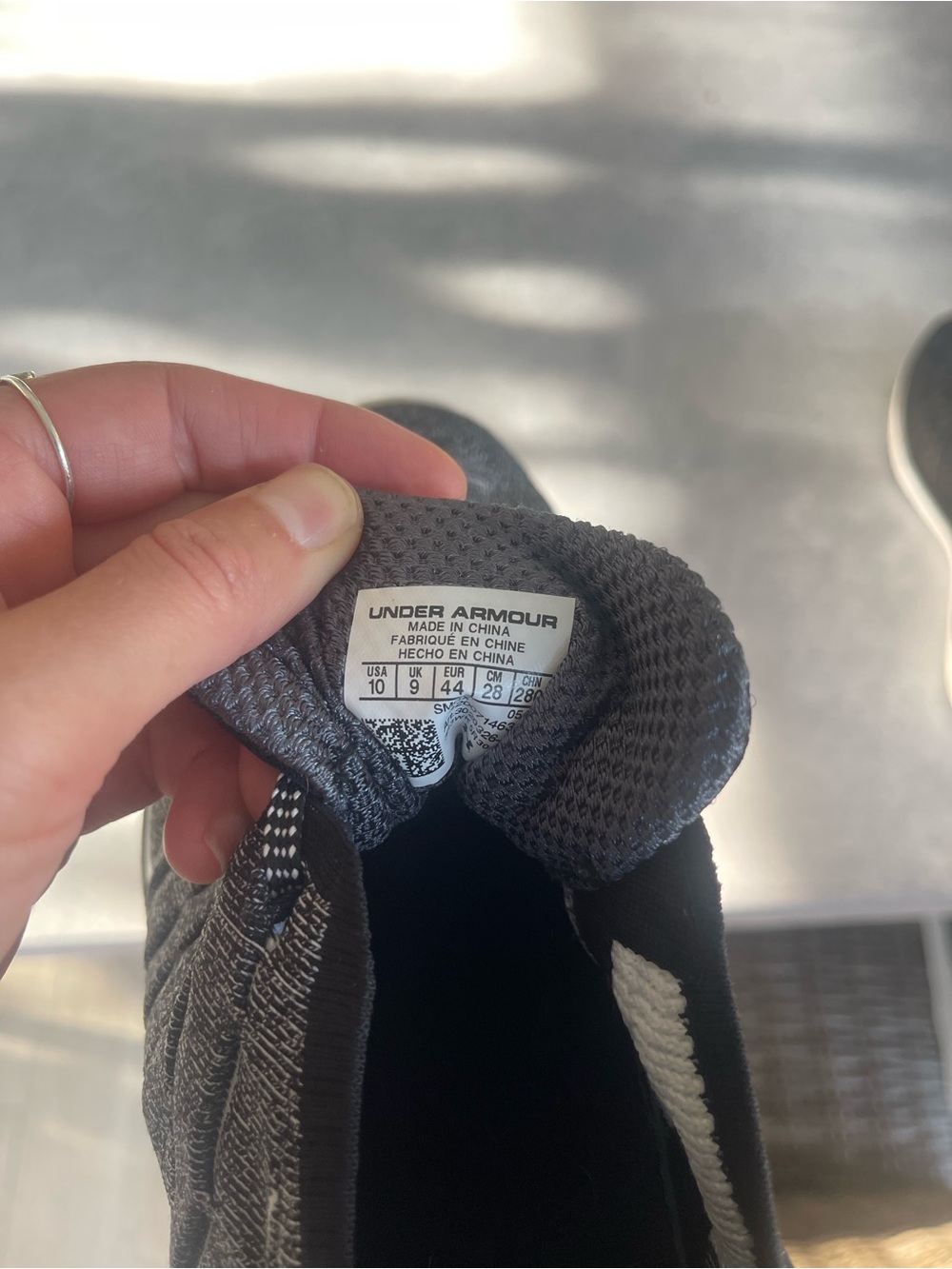 Under Armour Slingride 2 Black and White and Gray Knit Sneakers - Picture 4 of 4